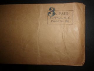 US 3 cent over 4 cent paid permit meter cover Buffalo NY postmaster ID 2301 4