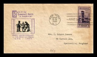 Dr Jim Stamps Us Graphic Arts In America Printing Press Fdc Cover Scott 857