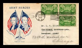 Dr Jim Stamps Us Scott 785 Washington Greene Army Heroes Fdc Cover