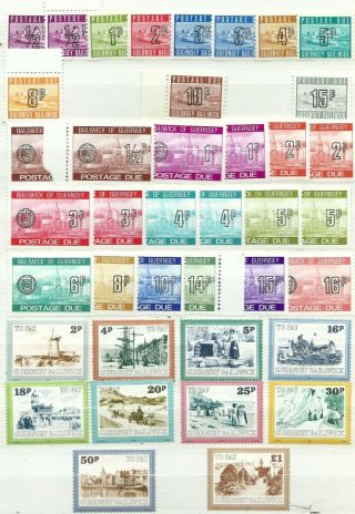 Guernsey Mnh Postage Dues - 1971 - 1982 - Some 39 In Total