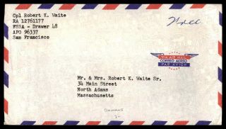 Apo 1940s California Us Army 96337 San Francisco Franked Air Mail To North