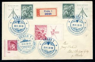 Czechoslovakia - 1938 Registered Cover Philatelic Exhibition Prague