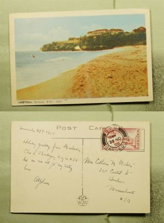 Dr Who 1950 Barbados Crane Hotel Postcard To Usa E70552
