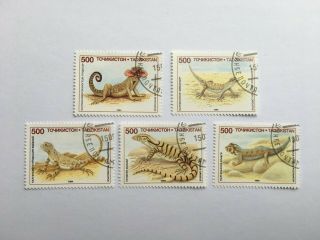 [tajikistan]prehistoric Animal Dinosaurs Stamps 1994 Total 5 Pic/set（postmark）