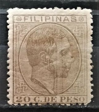 215n) Spanish Philippines 1882 20c Bister Brown Hog Scott 87