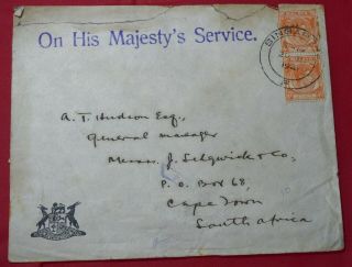 Singapore Ohms To South Africa 1941 Censored Wwii Cover