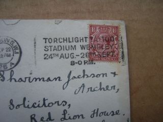 Envelope London Postmark 1925: Torchlight Tattoo Wembley Stadium 2