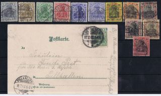 German Reich 1902 - 1904 Mi 68 - 77 Germania & Card