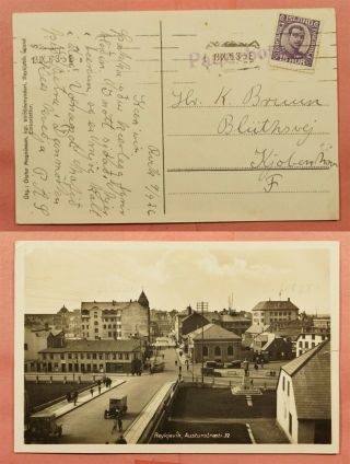 1926 Iceland Reykjavik Rppc Postcard Ship Paquebot Cancel