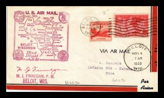 Us Cover Airmail First Flight Beloit Wisconsin Chicago Illinois Am 86