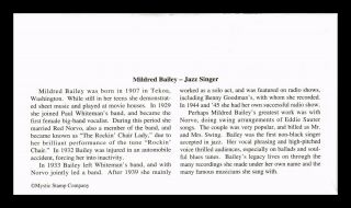 DR JIM STAMPS US MILDRED BAILEY JAZZ SINGER FDC COVER GREENVILLE MISSISSIPPI 2