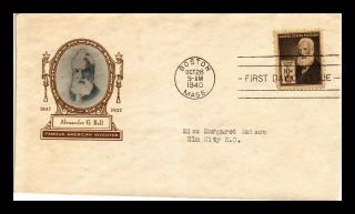 Us Cover Alexander Graham Bell Famous Americans Fdc Ioor Cachet Scott 893