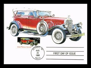 Us Postcard Classic Cars 1929 Pierce Arrow Fdc Maximum Card
