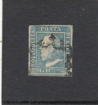 Italia Italian States Sicilia Sicily 1859 2gr Azzurro Chiaro (tav I) (na) Usato