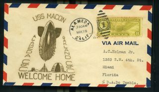 Uss Macon Postal Cover Zrs - 5 Welcome Home To Alameda.  1934