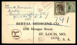 Mayfairstamps 1930s Jamaica Registered To St Louis Missouri Cover Wwb67299