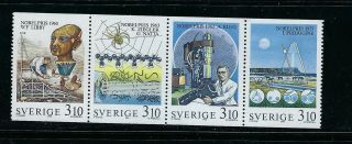 Sweden Scott 1709 - 1712 Mnh Strip From Booklet 88 Nobel Scott $ 5.  60