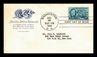 Us Cover Franklin D Roosevelt Four Freedoms Fdc House Of Farnum Scott 933