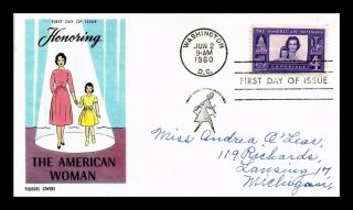 Dr Jim Stamps Us American Woman Fluegel First Day Cover Scott 1152