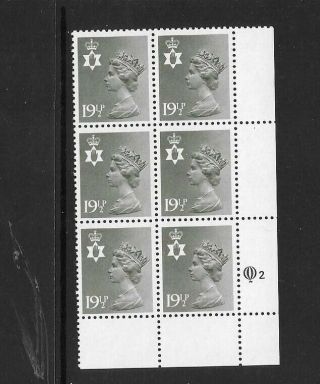 N Ireland - 19½p - Cylinder Block Of 6 - Cyl Q2 Lower - Unmounted