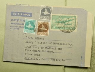 Dr Who 1958 India To Australia Aerogramme Uprated Stationery C124686