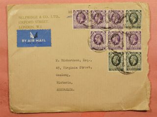 Great Britain Perfins 1935 London Airmail To Australia