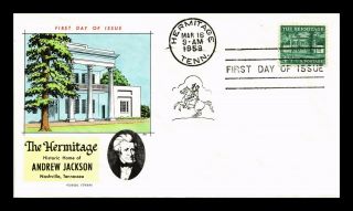 Dr Jim Stamps Us Hermitage Andrew Jackson Home Fdc Fluegel Cover Scott 1037