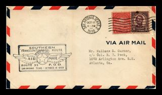Dr Jim Stamps Us San Antonio Texas Am 33 First Flight Air Mail Cover 1930