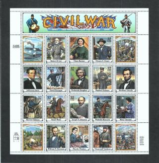 M1961 - U.  S.  Stamps 2975 Civil War Issue - 1995 - Mnh,  Og,  Full Sheet Of 20 32¢