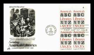 Dr Jim Stamps Us Americas Libraries First Day Cover Plate Block Art Craft