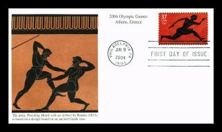 Us Cover Olympic Games Athens Greece Fdc Wrestling Match Mystic Cachet