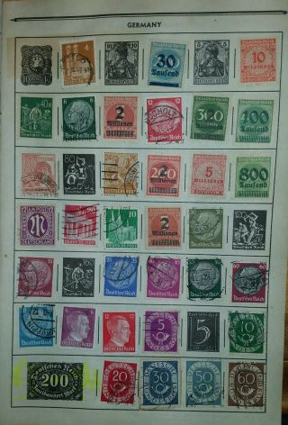 Rare Very Old Vintage Wwii German Stamps Page Full, .  Rare Hitler Stamps