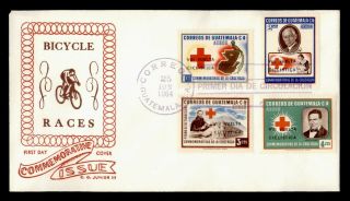 Dr Who 1964 Guatemala Red Cross Fdc Bicycle Race Overprint C137646
