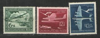 Germany Third Reich 1944 Sc B252a - B252c Mnh Vf - 25th Anniv German Air Mail