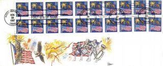 2276a 22c Flag & Fireworks Booklet Pane,  Gil - Craft Cachet Oversize [e505394]