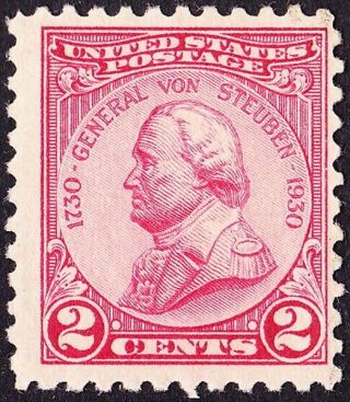 Us - 1930 - 2 Cents Carmine Rose Baron Von Steuben Commemorative Issue 689