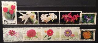 World Stamps Korea 10 Stamps Mixture Var Years Flora Cto Stamps (b7 - 45)