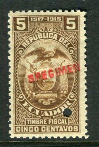 Ecuador; Early 1917 Fine Fiscal Issue Mnh Unmounted Specimen 5c.