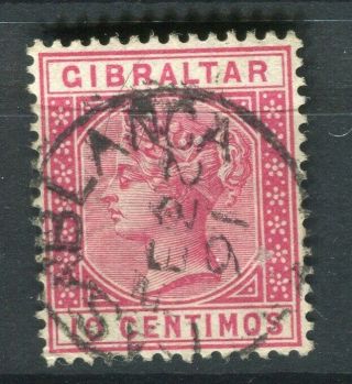 Gibraltar; 1890s Early Classic Qv Issue Fine 10c.  Value Postmark Casablanca