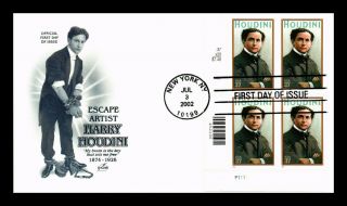 Dr Jim Stamps Us Harry Houdini Escape Artist First Day Cover Plate Block