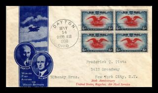 Dr Jim Stamps Us Air Mail Scott C23 First Day Cover Block Wright Brothers