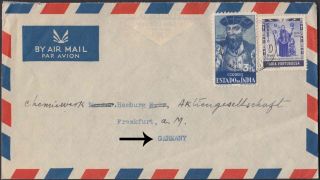 Portuguese India Goa 1952 2 Values On Airmail Cover To Germany