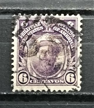 050) Us Philippines 1906 Perf 12 6c Violet Hng Scott 243