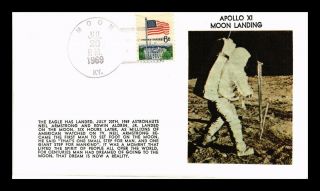 Us Cover Apollo Xi Moon Landing Silk Cachet Back First Man On Moon Fdc Combo