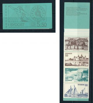 Mnh Sweden 1972,  10 Stamps Horses Ships Fisherman Booklet Mh33 Minr.  752 - 756
