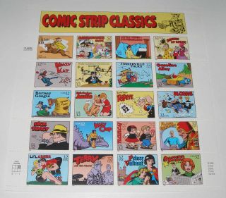 Us Stamps 1995 Scott 3000 Comic Strip Classics Sheet Of 20 Stamps