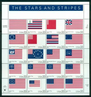 Us United States Scott 3403 The Stars And Stripes Flags Sheet