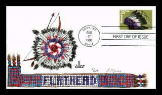 Dr Jim Stamps Us Flathead Indian Headdress Hand Colored First Day Cover
