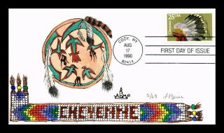 Dr Jim Stamps Us Cheyenne Indian Headdress Hand Colored First Day Cover
