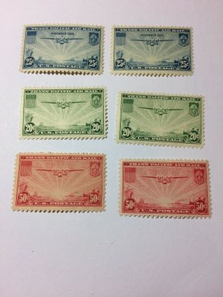 Us Stamp Airmail C20 - 22 Mnh (very Minor Gum Disturbance) 2 Sets (v717)